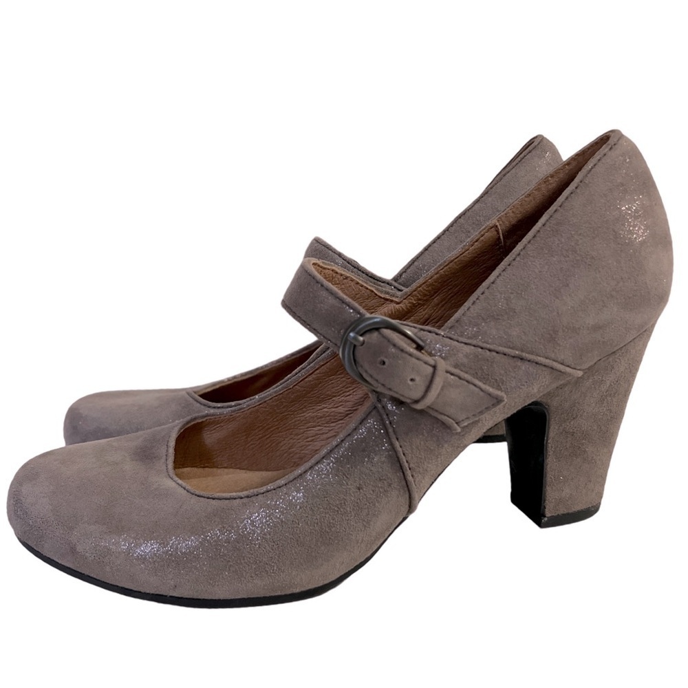 SÖFFT • Metallic Gray Miranda Mary Jane Leather Pump Heels - Picture 8 of 11